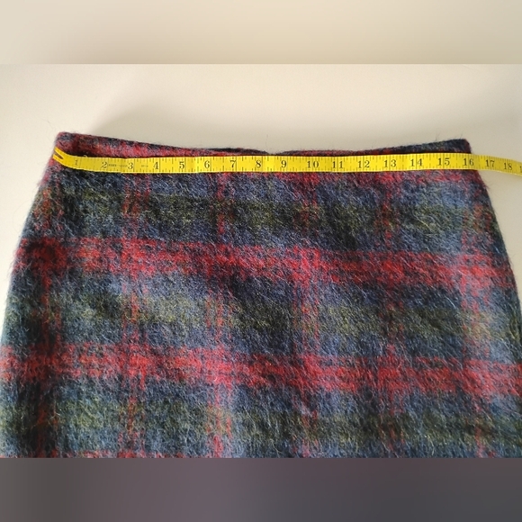 Talbots Wool Alpaca Blend Classic Pencil Skirt Tartan Navy Blue Colorful Sz 10 - Picture 11 of 14